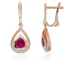 Diamond Sky Jewelry Auksiniai auskarai su deimantais ir rubinais „Karališkieji IV“