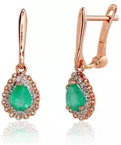Diamond Sky Jewelry Auksiniai auskarai su deimantais ir smaragdais „Renaissance“