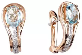 Diamond Sky Jewelry Auksiniai auskarai su deimantais ir topazais „Grakštumas II“