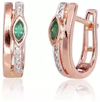 Diamond Sky Jewelry Auksiniai auskarai su deimantais ir smaragdais „Dangaus Dovana III“