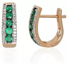 Diamond Sky Jewelry Auksiniai auskarai su deimantais ir smaragdais „Kamelija VII“