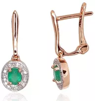 Diamond Sky Jewelry Auksiniai auskarai su deimantais ir smaragdais „Sofia IV“