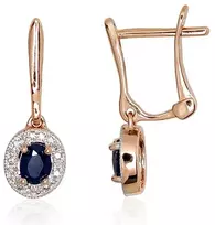 Diamond Sky Jewelry Auksiniai auskarai su deimantais ir safyrais „Sofia VI“