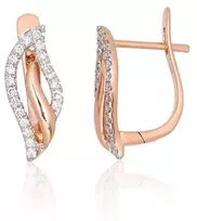 Diamond Sky Jewelry Auksiniai auskarai su deimantais „Auksinė Banga“