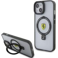 Ferrari MagSafe dėklas iPhone 15 Plus/14 Plus su stovu – juodas