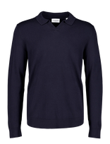Lindbergh - Soft Viscose Blend V-Neck Polo - V formos iškirptės megztinis - Tamsiai mėlyna