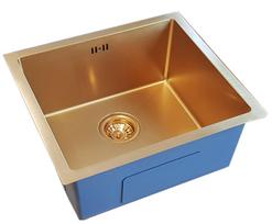 Nerūdijančio plieno plautuvė D4843HG GOLD su sifonu 480x435x220x1.2