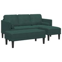 Sofos komplektas su pagalve 2 pcs Tamsiai žalia Poliesteris