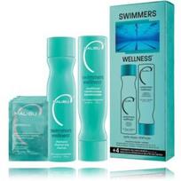 Malibu C Swimmers Wellness rinkinys plaukams po baseino (266 ml. šampūnas + 266 ml. kondicionierius + 4 x 5 g. priežiūros priemonė) - Rinkinys