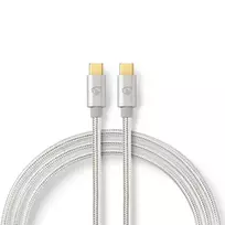 Nedis USB laidas | USB 3.2 Gen 1 | USB-C™ jungtis | USB-C™ | 4K@60Hz | 5Gbps | Paauksuotas | 2,00m | apvalus | Pintas / nailonas | Aliuminis | Pakuotė