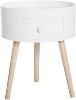 Homcom Kavos staliukas su stalčiumi pakraunamas iki 50 kg, baltas, 38x38x45cm