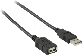 Nedis USB 2.0 laidas | USB-A kištukas | USB-A lizdas – 480Mbps | nikeliuotas | 2,00 m | apvalus | PVC | juodas | Dėžutė
