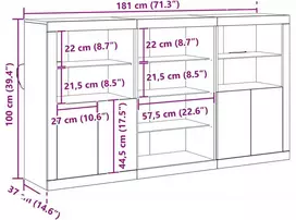 LED Bufetas Senas medis 181,5 x 37 x 100 cm Apdirbta mediena