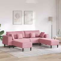 Sofa 3 vnt. Rožinė Aksomas