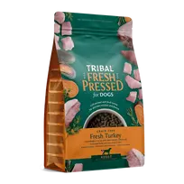 Šalto spaudimo suaugusių šunų maistas su kalakutiena – Tribal Fresh Pressed Adult Turkey, 2.5 kg