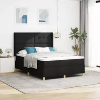 Kiemas lova su LED juostelėmis Juoda 140 x 200 cm audinys
