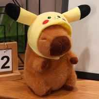22cm Kapibaros Lėlė Su Animacine Kepure Pikachu Stitch Kuromi Pliušiniai Žaislai Pliušiniai Žaislai Miela Animacinė Kapibaros Lėlė Dovana 22cm brown