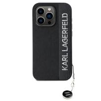 Karl Lagerfeld PU Saffiano Rhinestone Charm Case for iPhone 15 Pro Max / Black