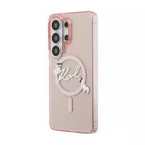 Karl Lagerfeld IML Choupette Karl Script Logo Magnetic Case for iPhone, Samsung Galaxy S26 Ultra, Pink