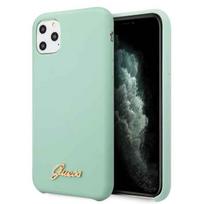 GUESS GUHCN58LSLMGG iPhone 11 Pro green hard case with vintage gold logo