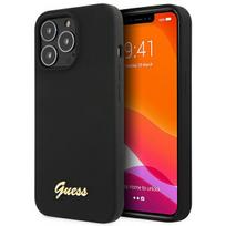 GUESS GUHCP13XLSLMGBK iPhone 13 Pro Max 6.7" black/czarny hard case with Silicone Script Gold Logo