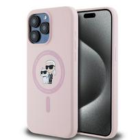 Karl Lagerfeld KLHMP15XSCMKCRHP iPhone 15 Pro Max 6.7" pink hard case, Silicone, Karl  AND  Choupette, Ring, MagSafe