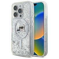 Karl Lagerfeld KLHMP16XLGKCSGH iPhone 16 Pro Max 6.9" transparent hard case with liquid glitter, Karl AND Choupette design, MagSafe compatible