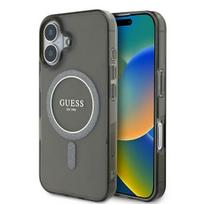 GUESS GUHMP16MHFGEREK iPhone 16 Plus 6.7" black hard case with IML Glitter Circle and MagSafe compatibility