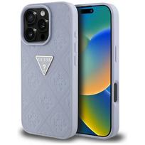 GUESS Hot Stamp Case 4G Pattern Triangle Metal Logo for iPhone 16 Pro, purple