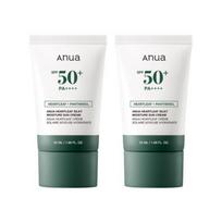 ANUA Heartleaf Silky Moisture Sun Cream SPF50+ PA++++ 50ml × 2 – Lightweight Hydrating Daily Sunscreen Duo Set white