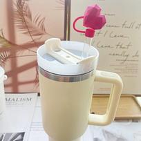 Suitable For Stanley Cup 10mm Straw Cover Cute Diamond Silicone Sippy Plug Cap Reusable Dustproof Hat Tumbler Cup Accessories rožinė raudona spalva