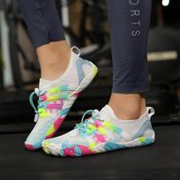 Women's Non-slip Indoor Treadmill Shoes - Dynamic Training & Shock Absorption with Soft Sole and Color Block Design 42 white
