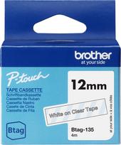 BROTHER Btag-135 - transparent tape 12 mm x 4 m, white with a clear backing (BTAG135)