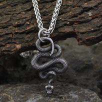 Hot Snake Animal Spirit Amulet Stainless Steel Link Chain Men's Vintage Hip Hop Charm Necklace for Anniversary Only pendant