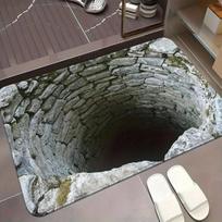 3D Skylės Kilimas Realistiškas Optinės Iliuzijos Kilimas Juokingas Dugno Neturintis Duobės Durų Kilimėlis Sugeriantis Neslystantis Grindų Kilimėlis Vonios Kambariui Svetainei 40X60CM black