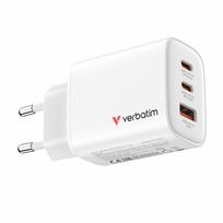 Verbatim 65W GaN Charger, QC 3.0, 2x USB-C, 1x USB-A, PD 3.0, EU Plug