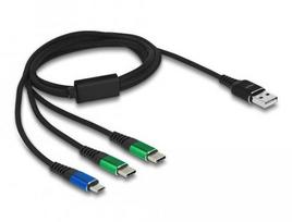 DeLOCK USB Charging Cable 3 in 1 Type-A to Micro USB / 2 x USB Type-C 1 m