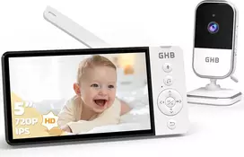 GHB elektroninė auklė su 5 colių 720P IPS ekranu, FHSS ryšiu ir VOX ABM809B