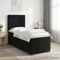 Spyruoklinė lova su čiužiniu Juoda 90 x 190 cm Aksomas