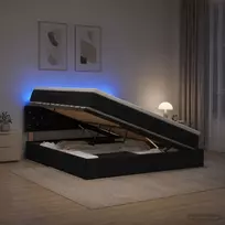 LED saugojimo lova su čiužiniu Juoda 180 x 200 cm Aksomas