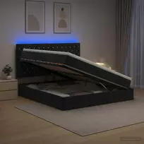 LED saugojimo lova su čiužiniu Juoda 180 x 200 cm Aksomas