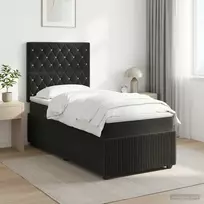 Spyruoklinė lova su čiužiniu Juoda 90 x 190 cm Aksomas