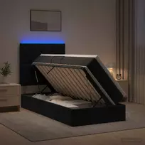 LED saugojimo lova su čiužiniu Juoda 90 x 200 cm Aksomas