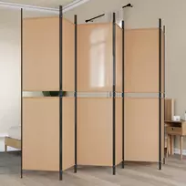6-skydelio kambario pertvara Smėlio 300 x 200 cm Audinys