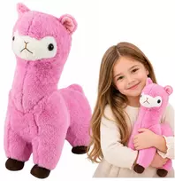 Lean Toys Pliušinis žaislas alpaka, rožinis su rudais akcentais, 38 × 26 × 15 cm