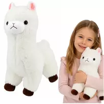 Lean Toys Pliušinė alpaka, balta su rudais akcentais, 38 × 26 × 15 cm