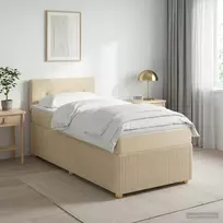 Spyruoklinė lova su čiužiniu Kreminė 90 x 200 cm Audinys