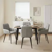 Valgomojo kėdės 4 vnt. Aksomas Šviesiai pilka 56.5 x 50 x 85 cm