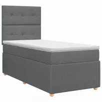 Spyruoklinė lova su čiužiniu Tamsiai pilka 80 x 200 cm Audinys