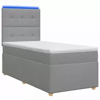 Spyruoklinė lova su čiužiniu Šviesiai pilka 90 x 200 cm Audinys